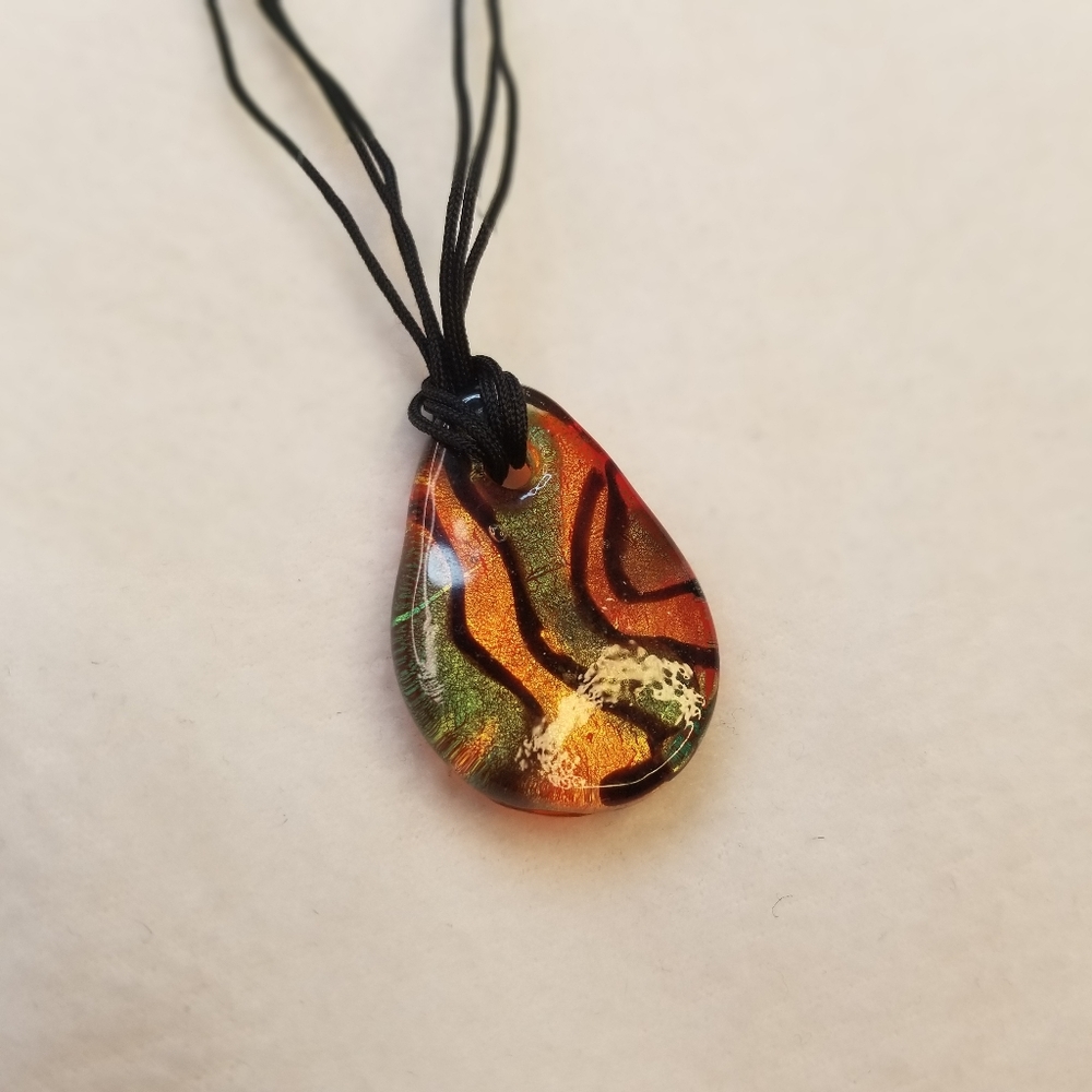 Murano Artistic Multicolor Teardrop Necklace - Picture 2 of 8